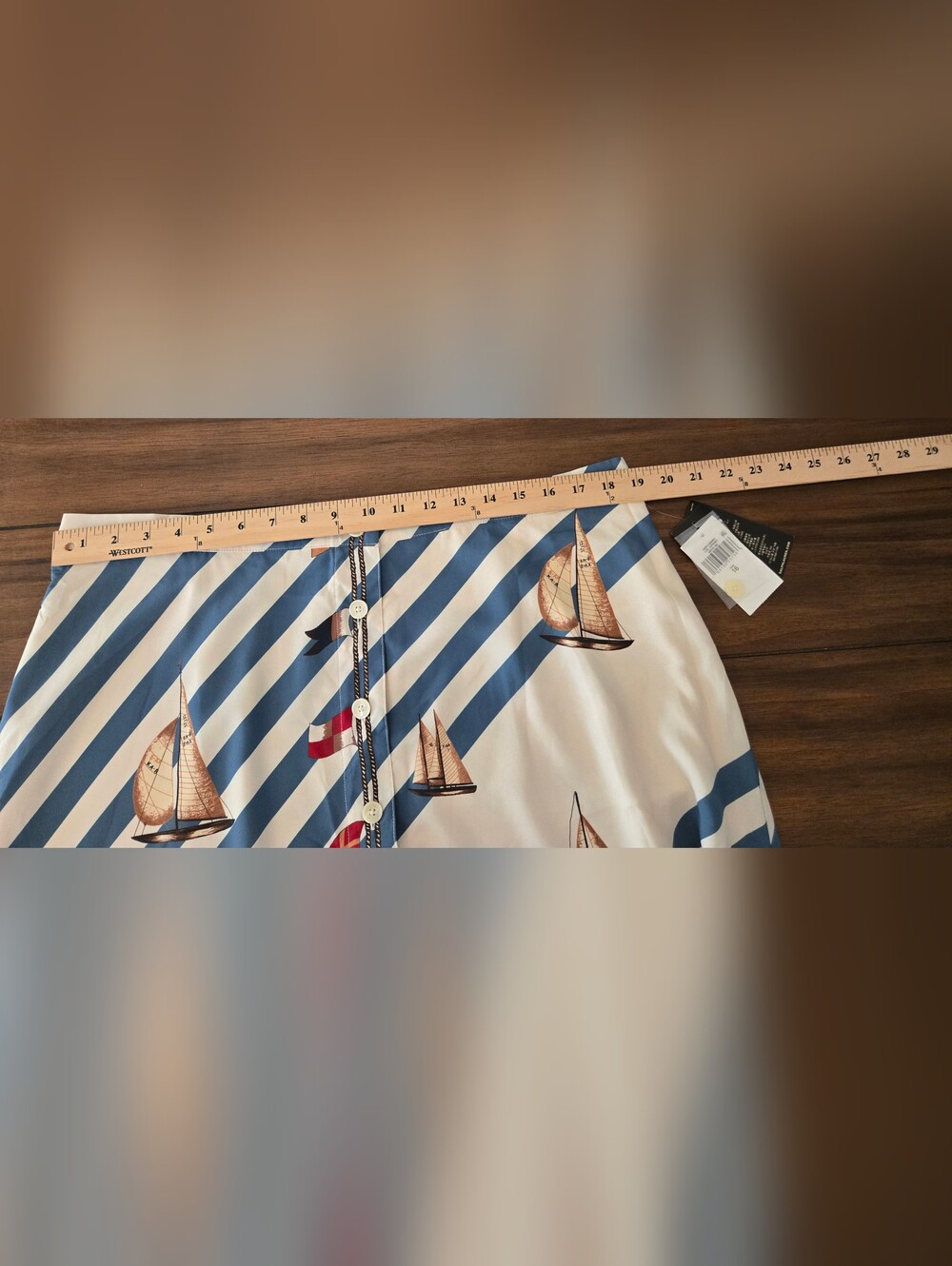 Lauren Ralph Lauren Sailboat Stripe Midi Skirt Nautical Sailboats - Picture 14 of 16